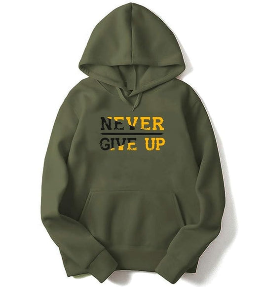 Never Give Up Men's Printed Hooded Sweatshirt