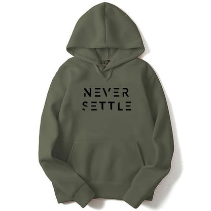 Never Settle Men's Printed Hooded Sweatshirt