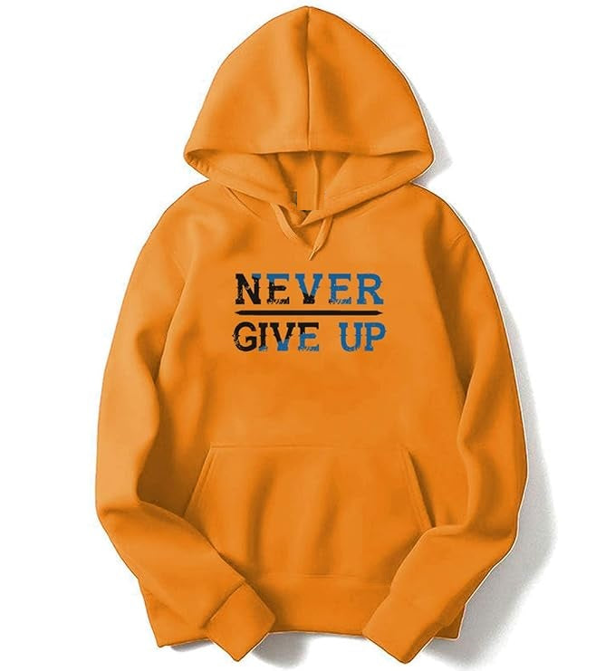 Never Give Up Men's Printed Hooded Sweatshirt