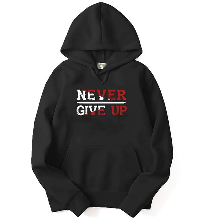 Never Give Up Men's Printed Hooded Sweatshirt