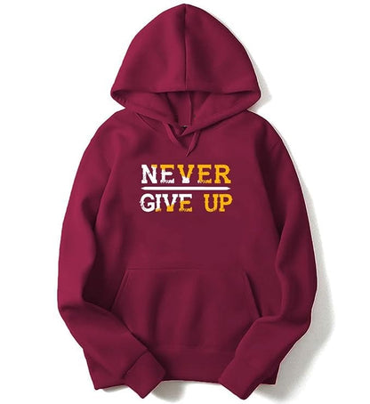 Never Give Up Men's Printed Hooded Sweatshirt